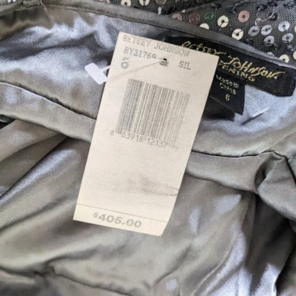 Vintage Betsey Johnson Silver Sequin Mini Dress 6 90s Y2K Strappy Party NEW - Picture 5 of 5